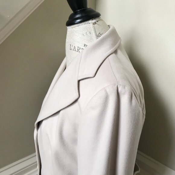 Max Mara Blazer Jacket Coat Womens 14 Beige Tan Wool Two Button Single Breasted - Picture 9 of 11